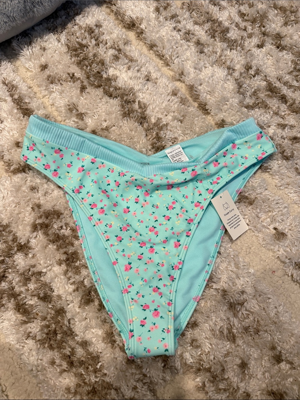 Hollister Mint Bikini Bottoms with Pink Floral Print size m